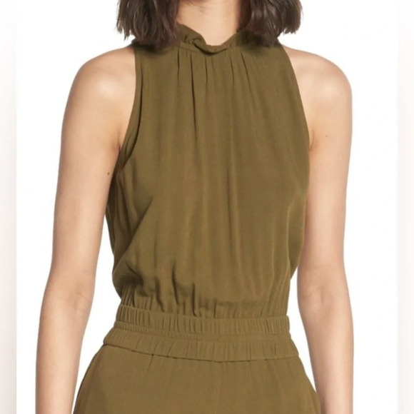Chelsea28  Sleveless Olive Green Wide Leg Crop Jumpsuit - Picture 8 of 8